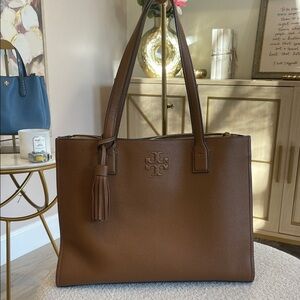 Tory Burch Tan/Brown Leather Tote with Tassel